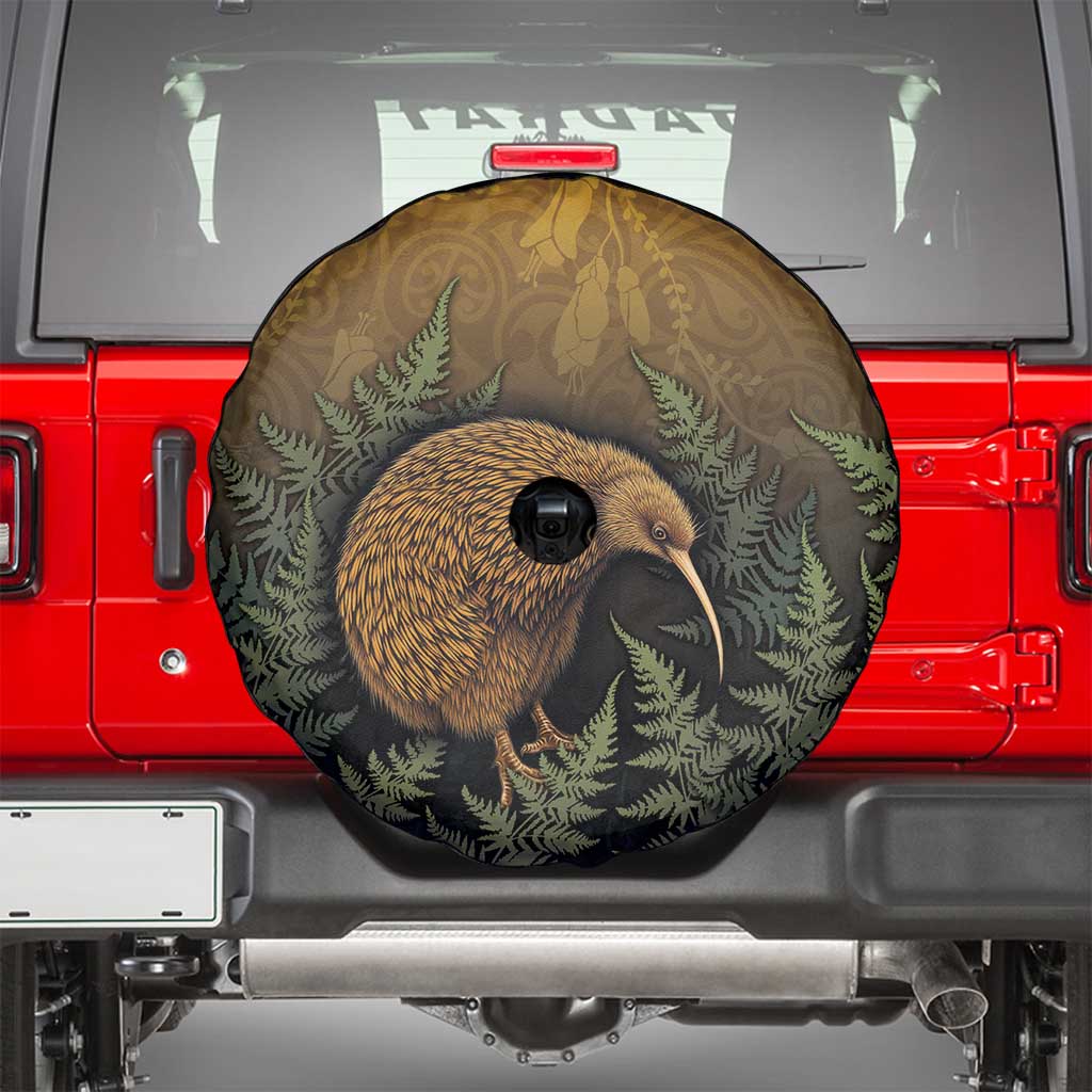 New Zealand Kiwi Bird Spare Tire Cover Silver Fern Mix Maori Pattern LT05 - Polynesian Pride