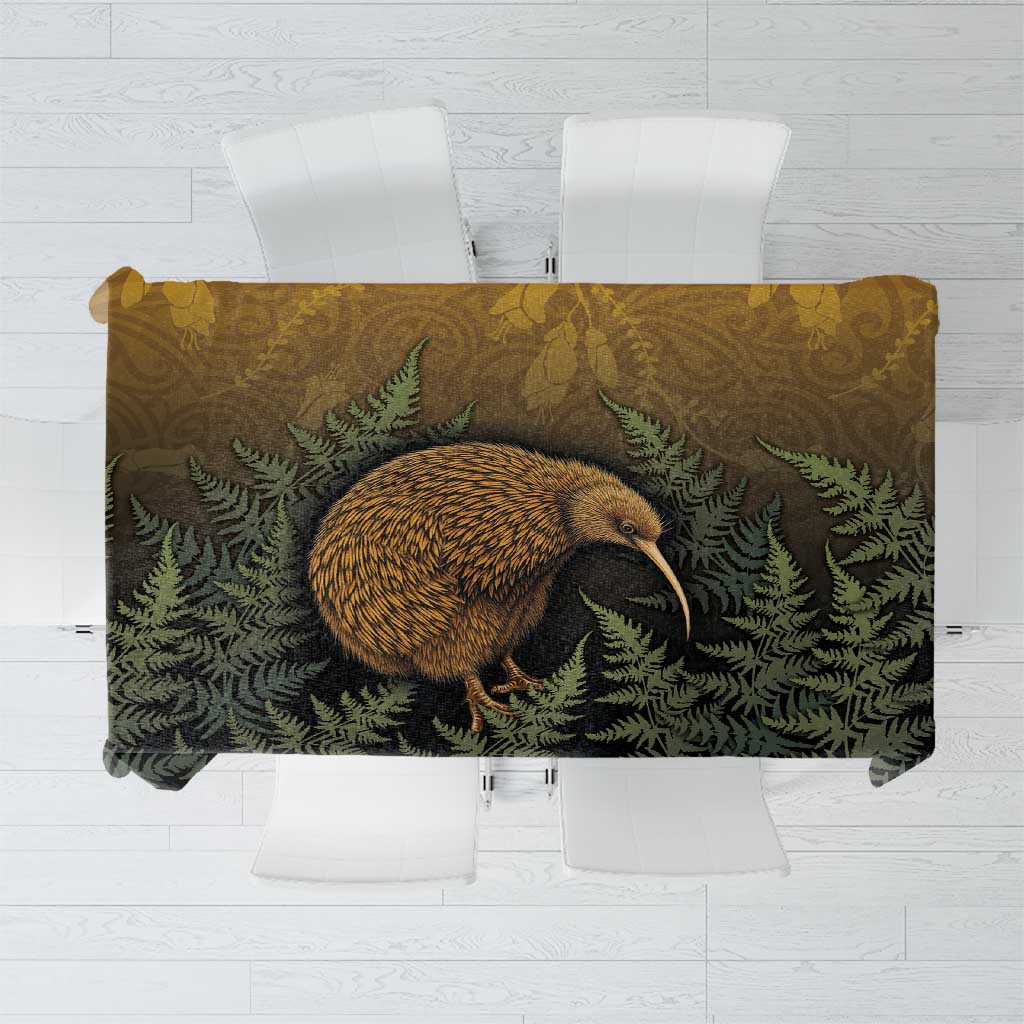New Zealand Kiwi Bird Tablecloth Silver Fern Mix Maori Pattern LT05 Brown - Polynesian Pride