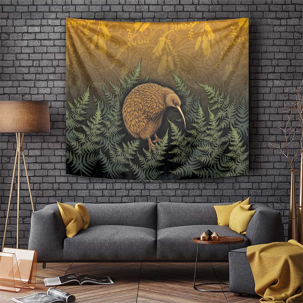 New Zealand Kiwi Bird Tapestry Silver Fern Mix Maori Pattern LT05 Brown - Polynesian Pride