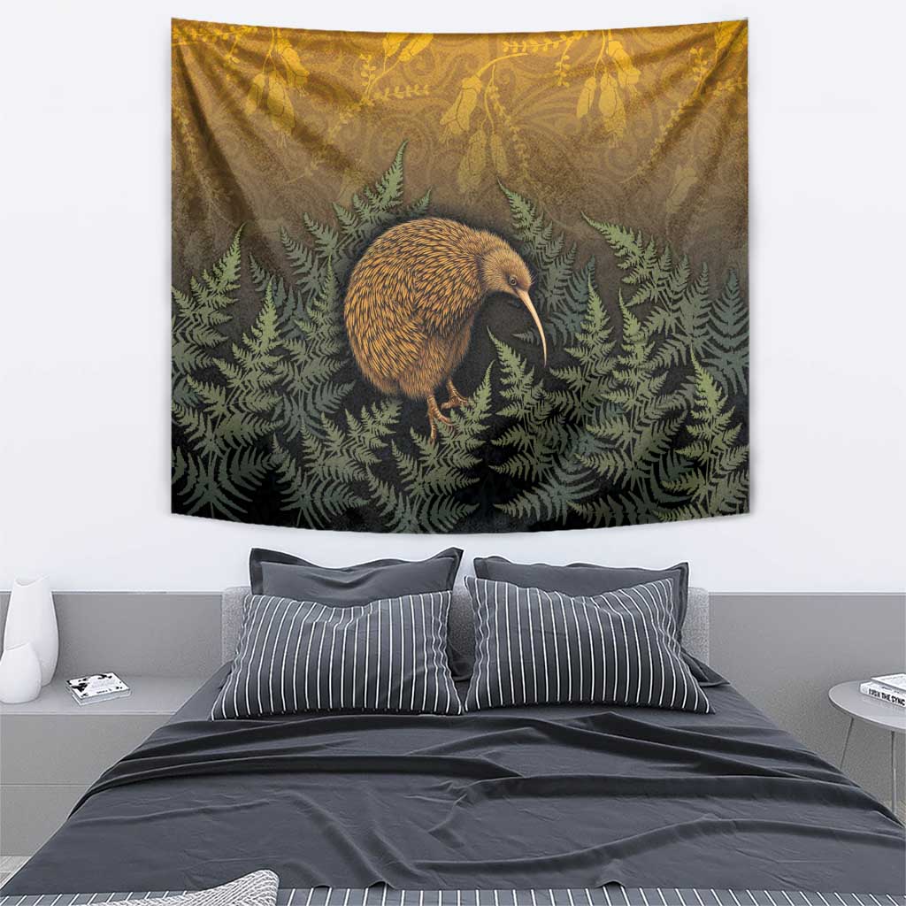 New Zealand Kiwi Bird Tapestry Silver Fern Mix Maori Pattern