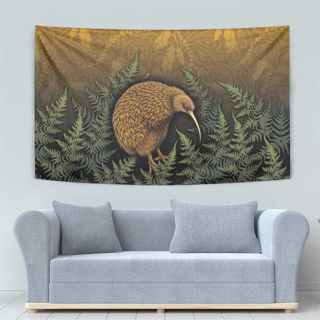 New Zealand Kiwi Bird Tapestry Silver Fern Mix Maori Pattern