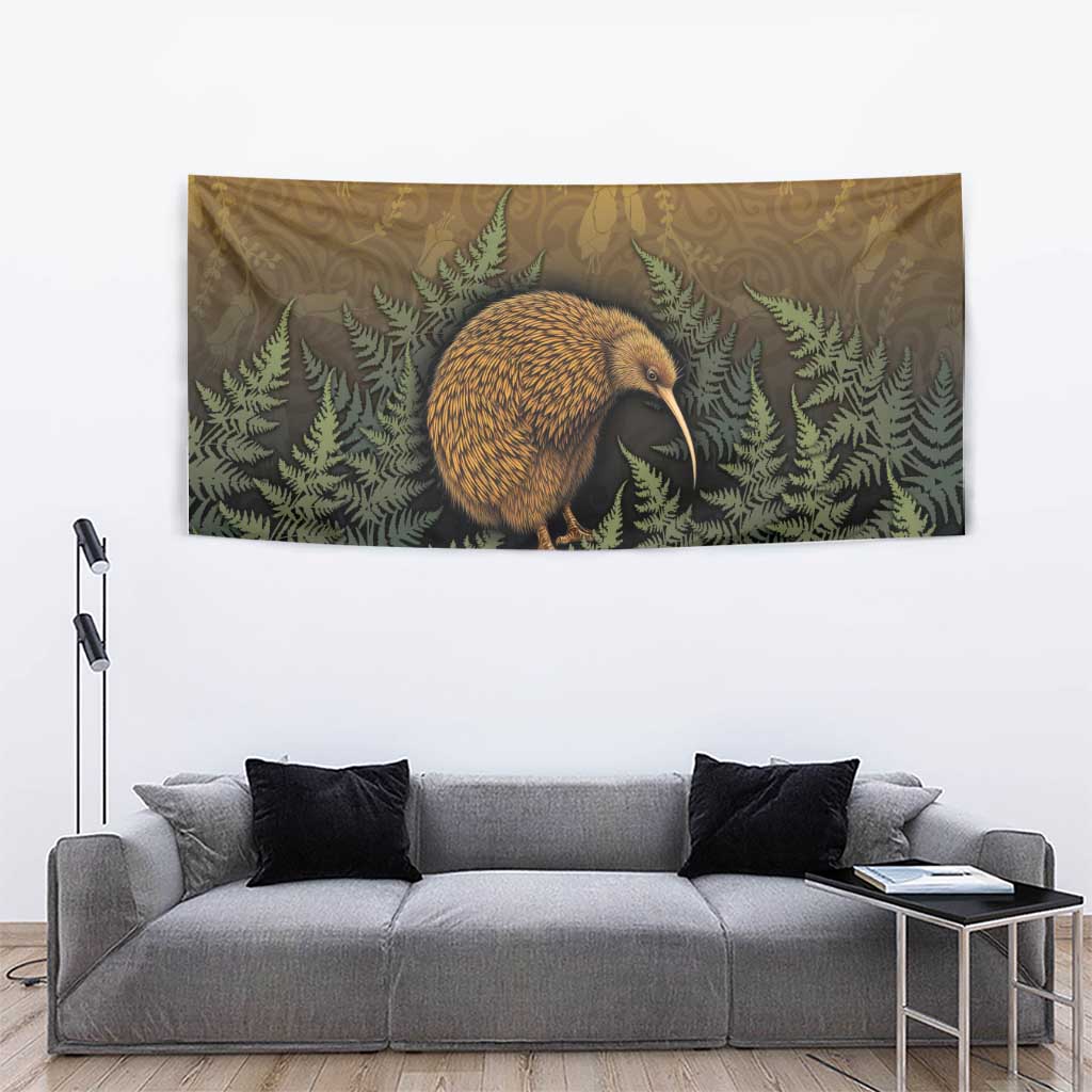 New Zealand Kiwi Bird Tapestry Silver Fern Mix Maori Pattern
