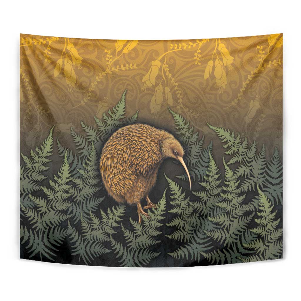 New Zealand Kiwi Bird Tapestry Silver Fern Mix Maori Pattern