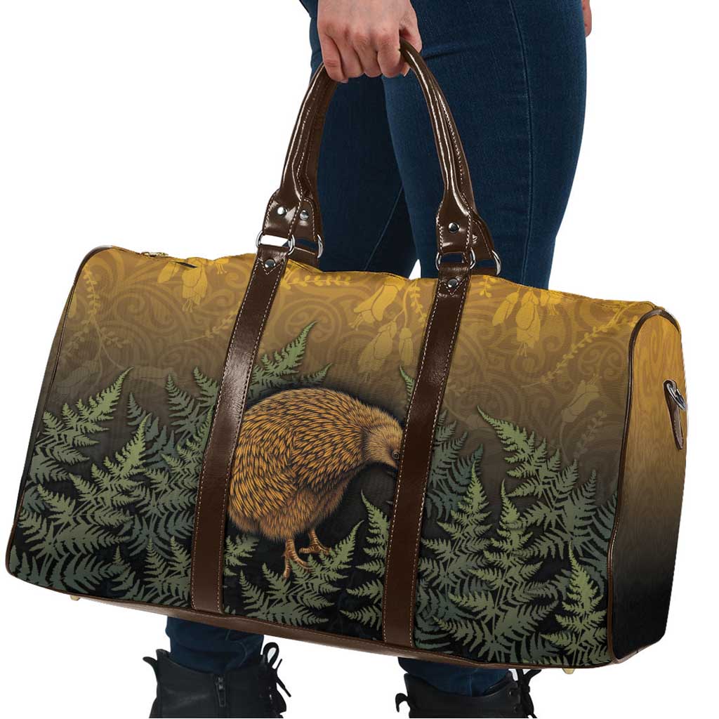 New Zealand Kiwi Bird Travel Bag Silver Fern Mix Maori Pattern LT05 - Polynesian Pride