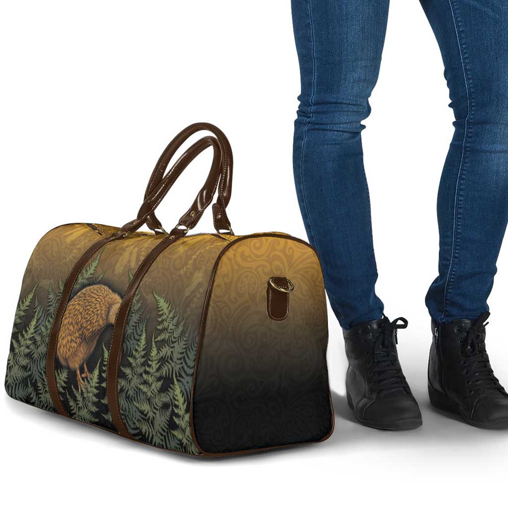 New Zealand Kiwi Bird Travel Bag Silver Fern Mix Maori Pattern LT05 - Polynesian Pride