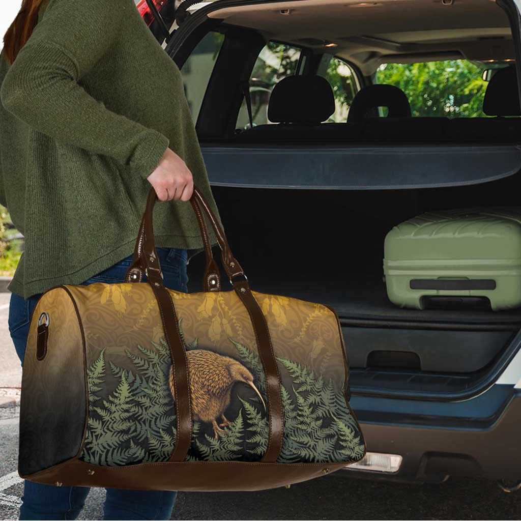 New Zealand Kiwi Bird Travel Bag Silver Fern Mix Maori Pattern LT05 - Polynesian Pride