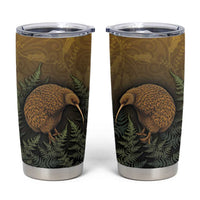 New Zealand Kiwi Bird Tumbler Cup Silver Fern Mix Maori Pattern LT05 Brown - Polynesian Pride