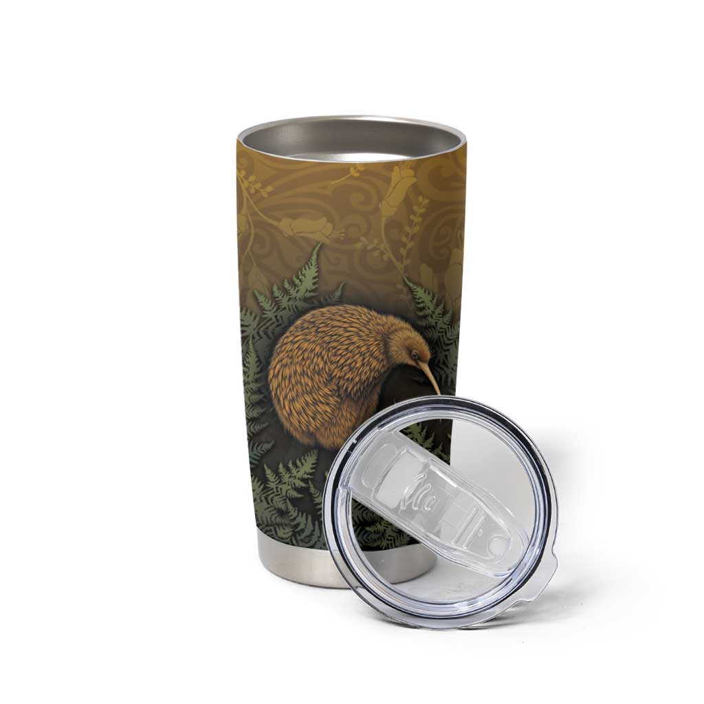New Zealand Kiwi Bird Tumbler Cup Silver Fern Mix Maori Pattern LT05 - Polynesian Pride