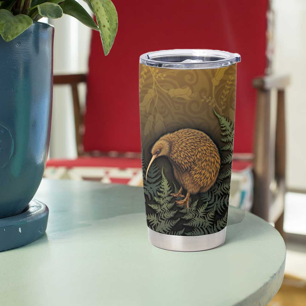 New Zealand Kiwi Bird Tumbler Cup Silver Fern Mix Maori Pattern LT05 - Polynesian Pride