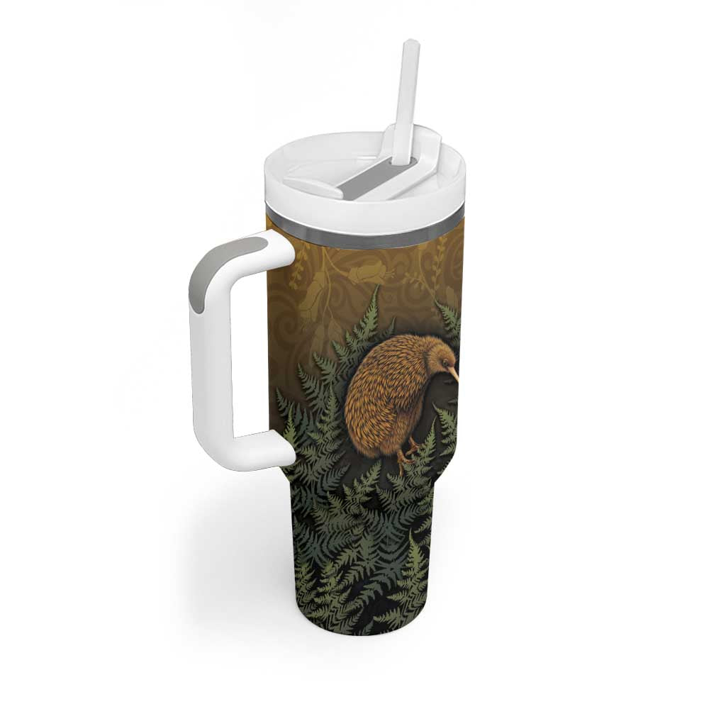 New Zealand Kiwi Bird Tumbler With Handle Silver Fern Mix Maori Pattern
