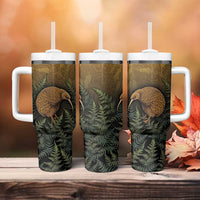 New Zealand Kiwi Bird Tumbler With Handle Silver Fern Mix Maori Pattern