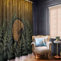 New Zealand Kiwi Bird Window Curtain Silver Fern Mix Maori Pattern LT05 - Polynesian Pride