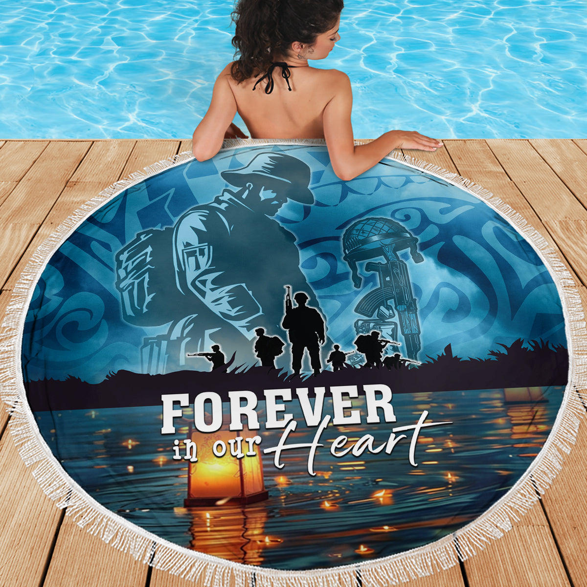 Hawaii Memorial Day Lantern Floating Beach Blanket Always In Our Hearts LT05 - Polynesian Pride