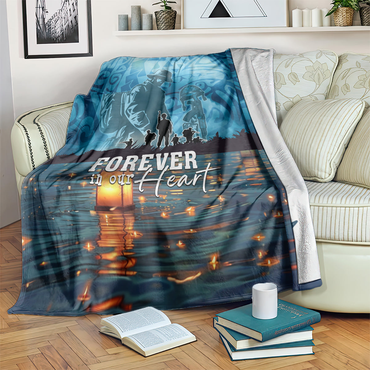 Hawaii Memorial Day Lantern Floating Blanket Always In Our Hearts LT05 Blue - Polynesian Pride