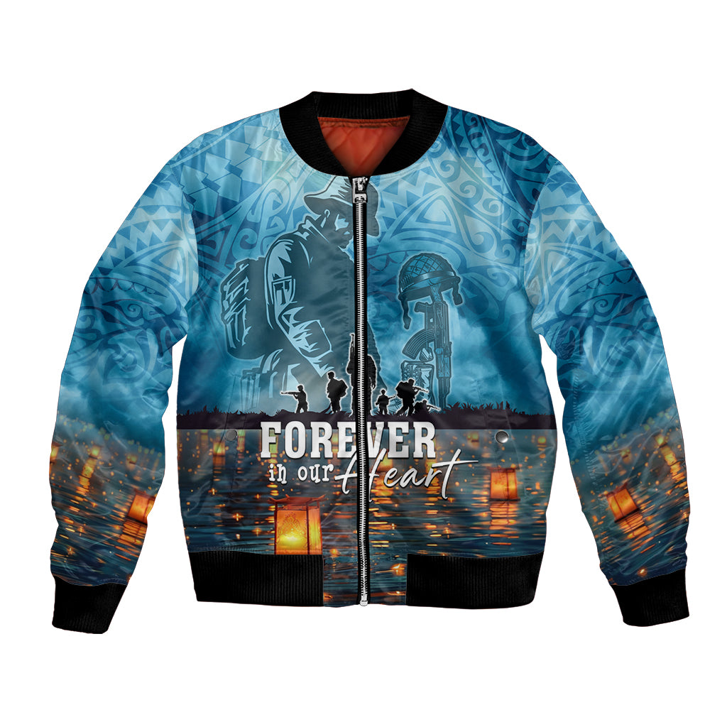 Hawaii Memorial Day Lantern Floating Bomber Jacket Always In Our Hearts LT05 Unisex Blue - Polynesian Pride