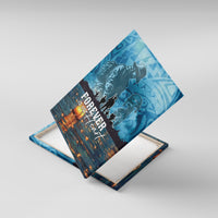Hawaii Memorial Day Lantern Floating Canvas Wall Art Always In Our Hearts LT05 With Frame Blue - Polynesian Pride