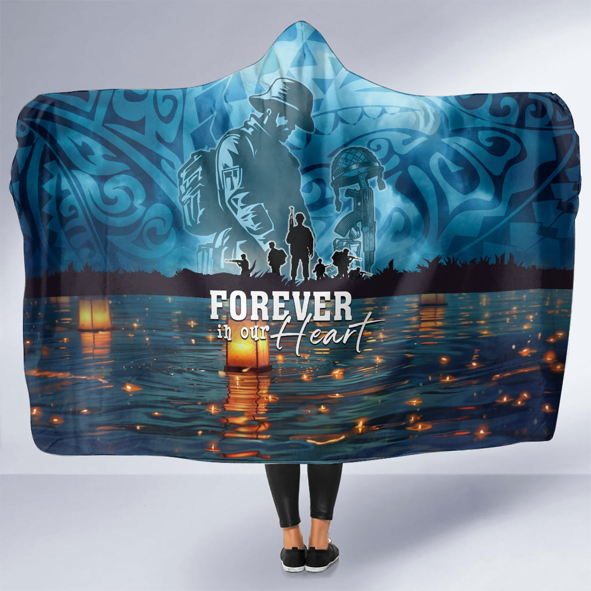 Hawaii Memorial Day Lantern Floating Hooded Blanket Always In Our Hearts LT05 - Polynesian Pride