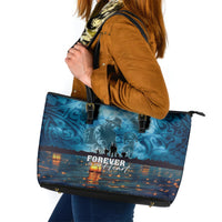 Hawaii Memorial Day Lantern Floating Leather Tote Bag Always In Our Hearts LT05 Blue - Polynesian Pride