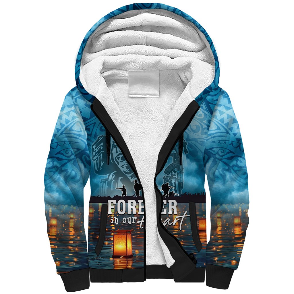 Hawaii Memorial Day Lantern Floating Sherpa Hoodie Always In Our Hearts LT05 Unisex Blue - Polynesian Pride