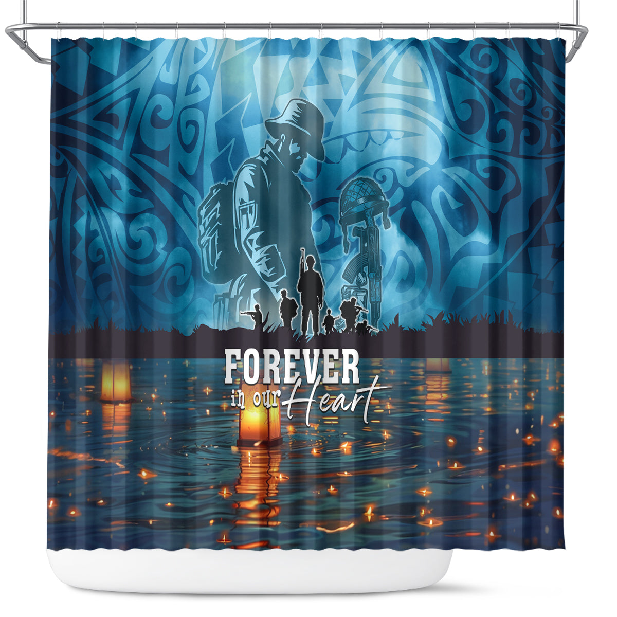 Hawaii Memorial Day Lantern Floating Shower Curtain Always In Our Hearts