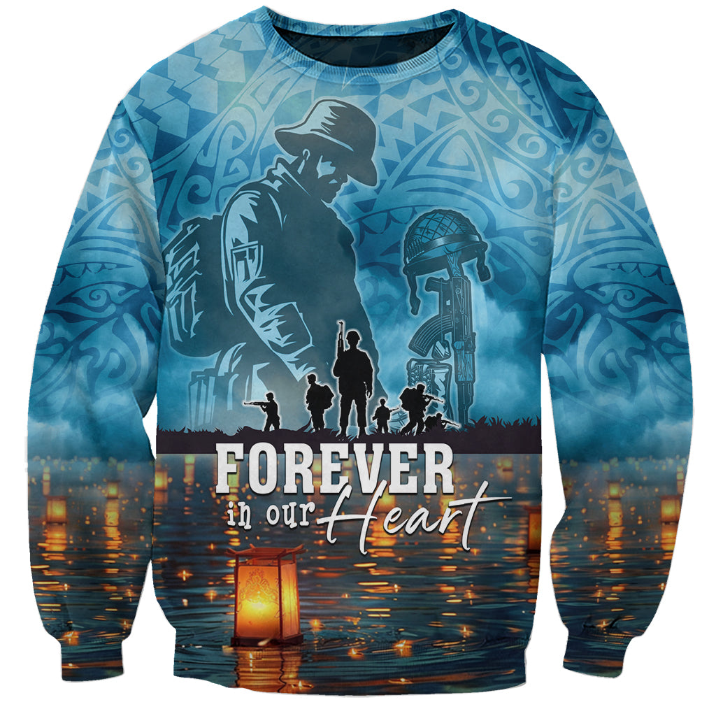 Hawaii Memorial Day Lantern Floating Sweatshirt Always In Our Hearts LT05 Unisex Blue - Polynesian Pride