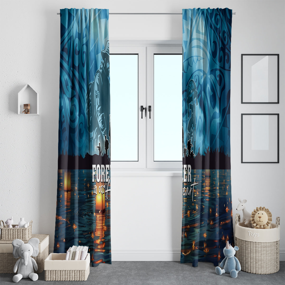 Hawaii Memorial Day Lantern Floating Window Curtain Always In Our Hearts LT05 - Polynesian Pride