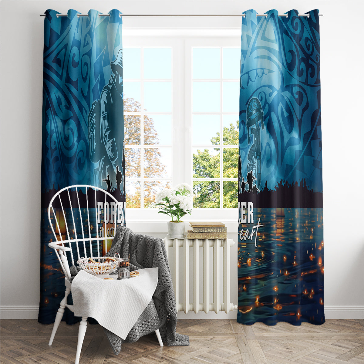 Hawaii Memorial Day Lantern Floating Window Curtain Always In Our Hearts LT05 - Polynesian Pride