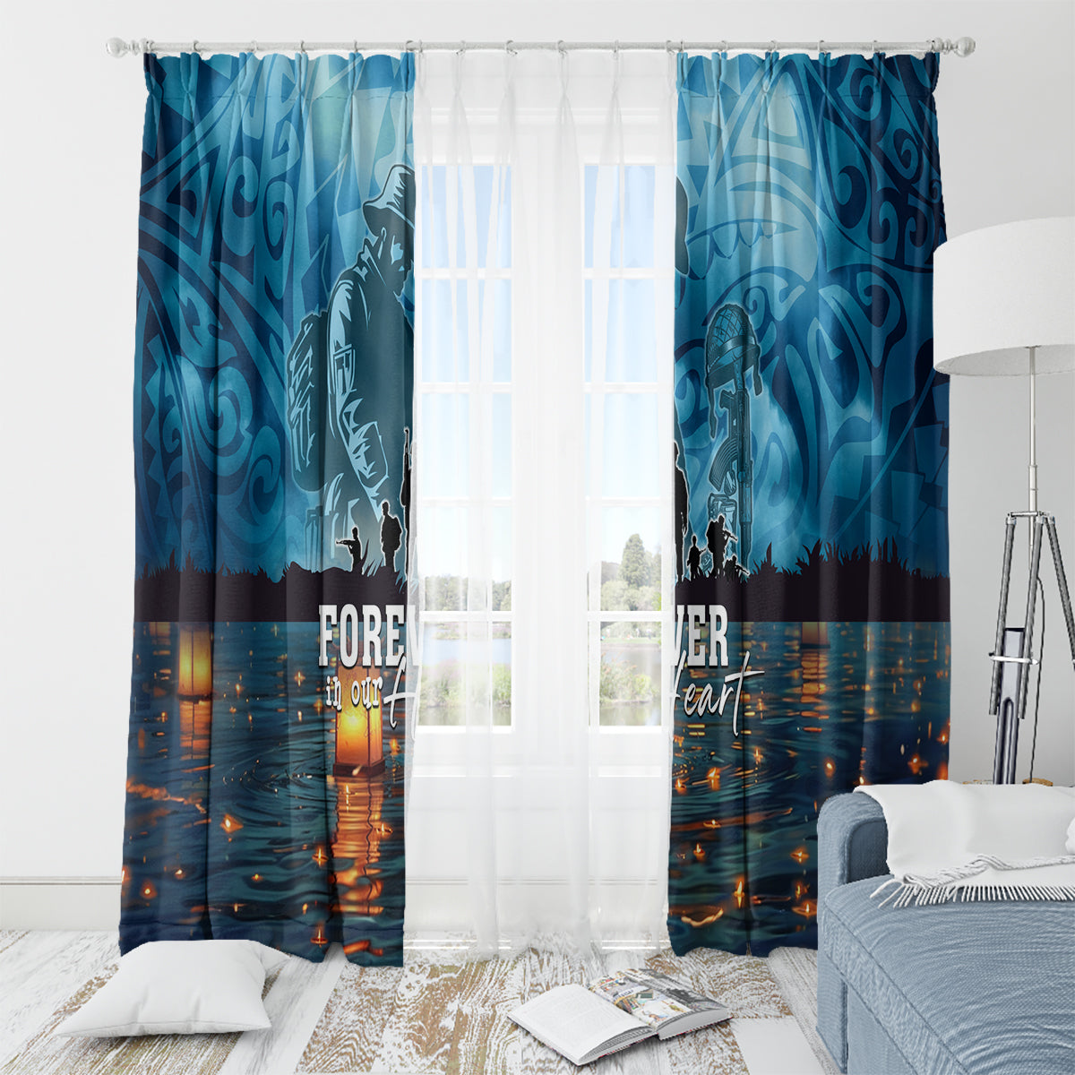 Hawaii Memorial Day Lantern Floating Window Curtain Always In Our Hearts LT05 - Polynesian Pride