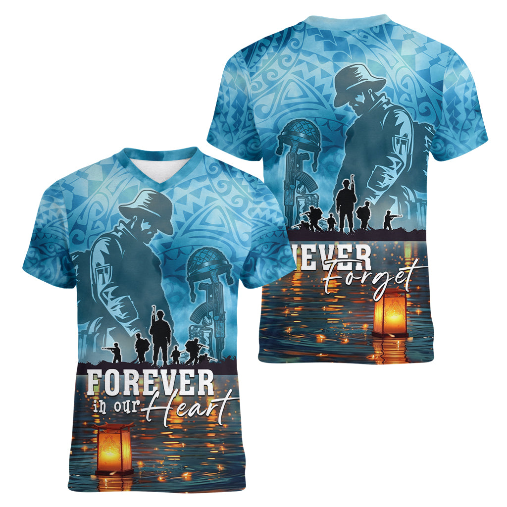 Hawaii Memorial Day Lantern Floating Women V Neck T Shirt Always In Our Hearts