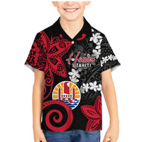 Tahiti Heiva Festival Family Matching Mermaid Dress and Hawaiian Shirt Floral Pattern With Coat Of Arms