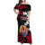 Tahiti Heiva Festival Family Matching Off Shoulder Maxi Dress and Hawaiian Shirt Floral Pattern With Coat Of Arms