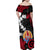 Tahiti Heiva Festival Family Matching Off Shoulder Maxi Dress and Hawaiian Shirt Floral Pattern With Coat Of Arms