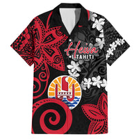 Tahiti Heiva Festival Family Matching Off Shoulder Short Dress and Hawaiian Shirt Floral Pattern With Coat Of Arms