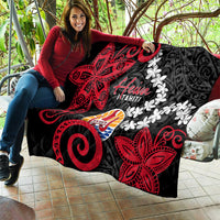 Tahiti Heiva Festival Quilt Floral Pattern With Coat Of Arms