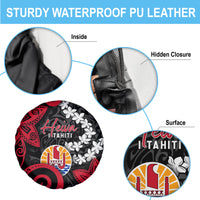 Tahiti Heiva Festival Spare Tire Cover Floral Pattern With Coat Of Arms