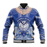 Marshall Islands Jemenei Day Baseball Jacket Polynesian Tribal Tattoo Seashell Necklace