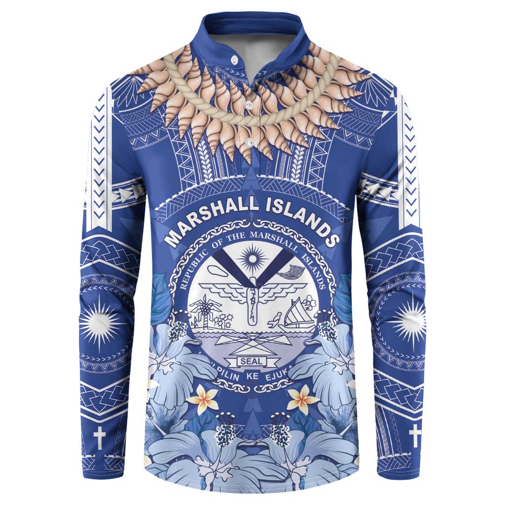 Marshall Islands Jemenei Day Button Sweatshirt Polynesian Tribal Tattoo Seashell Necklace