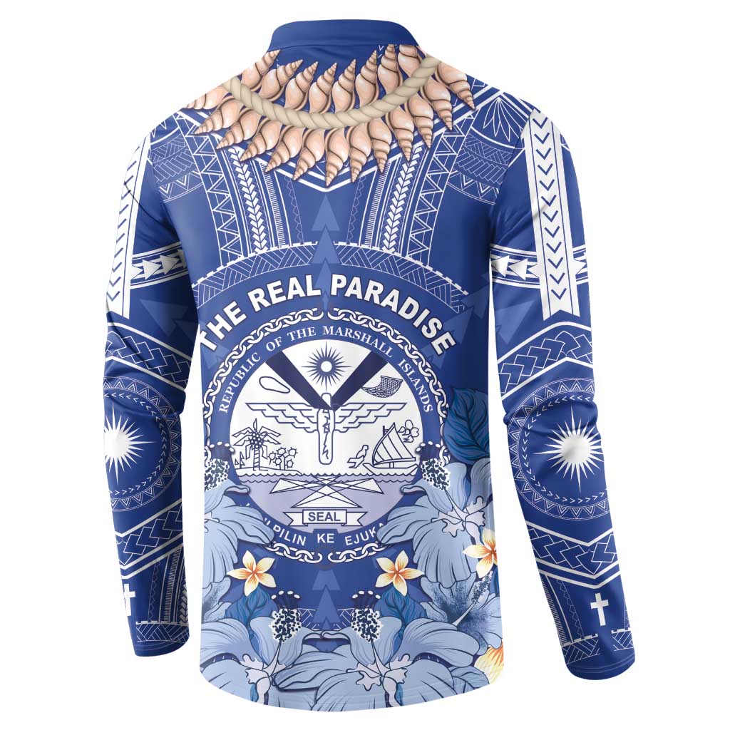 Marshall Islands Jemenei Day Button Sweatshirt Polynesian Tribal Tattoo Seashell Necklace