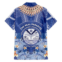 Marshall Islands Jemenei Day Family Matching Off The Shoulder Long Sleeve Dress and Hawaiian Shirt Polynesian Tribal Tattoo Seashell Necklace