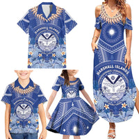 Marshall Islands Jemenei Day Family Matching Summer Maxi Dress and Hawaiian Shirt Polynesian Tribal Tattoo Seashell Necklace