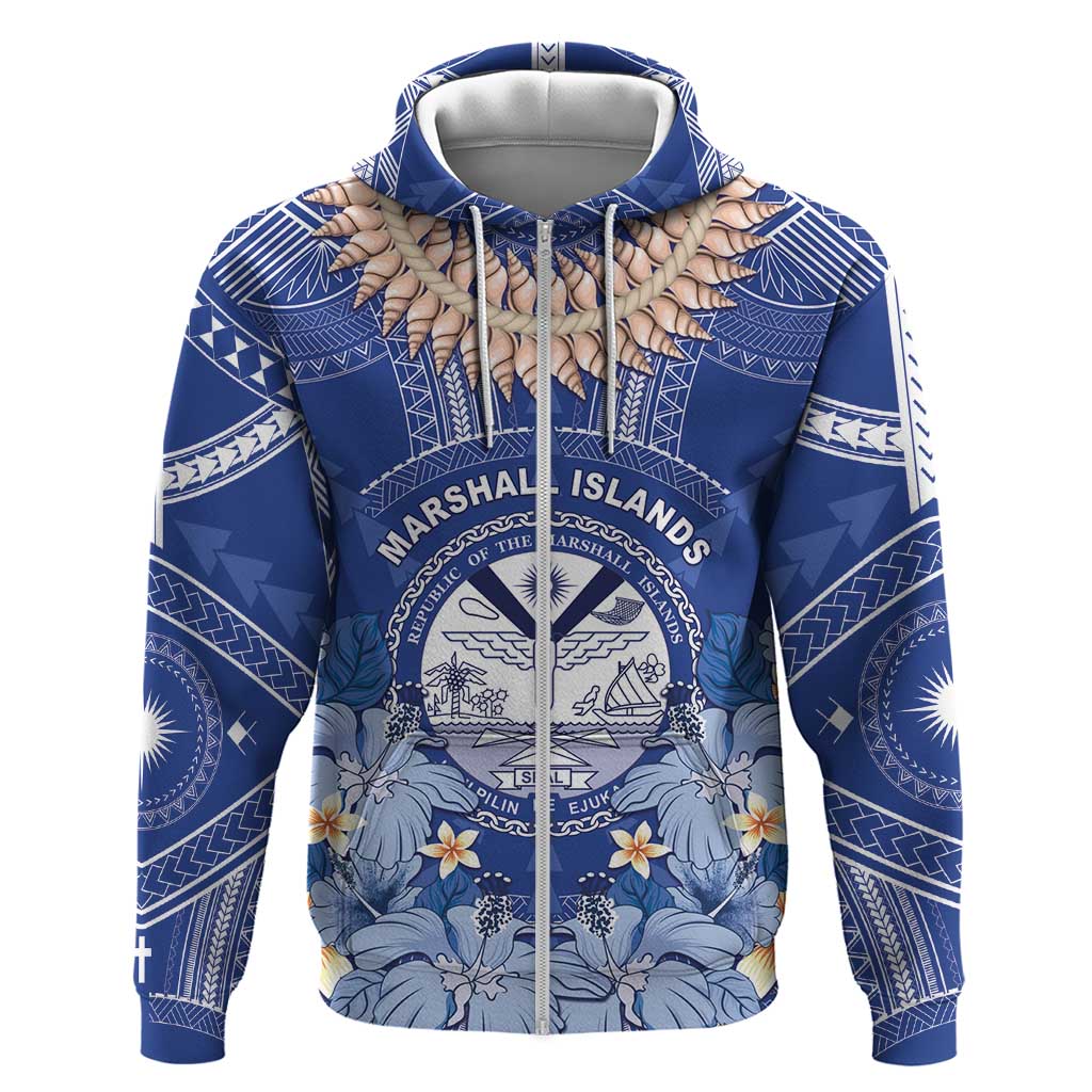 Marshall Islands Jemenei Day Hoodie Polynesian Tribal Tattoo Seashell Necklace