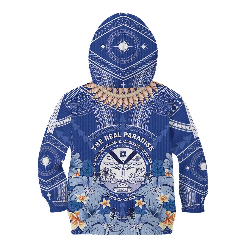 Marshall Islands Jemenei Day Kid Hoodie Polynesian Tribal Tattoo Seashell Necklace