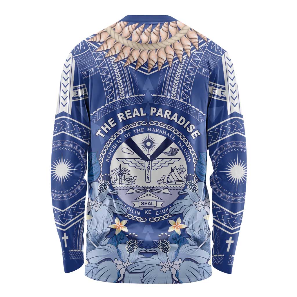 Marshall Islands Jemenei Day Long Sleeve Shirt Polynesian Tribal Tattoo Seashell Necklace