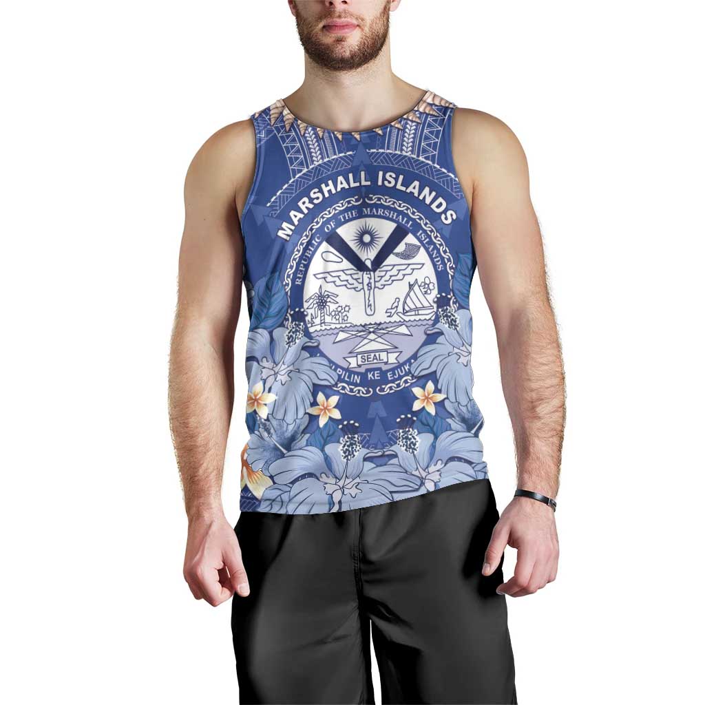 Marshall Islands Jemenei Day Men Tank Top Polynesian Tribal Tattoo Seashell Necklace