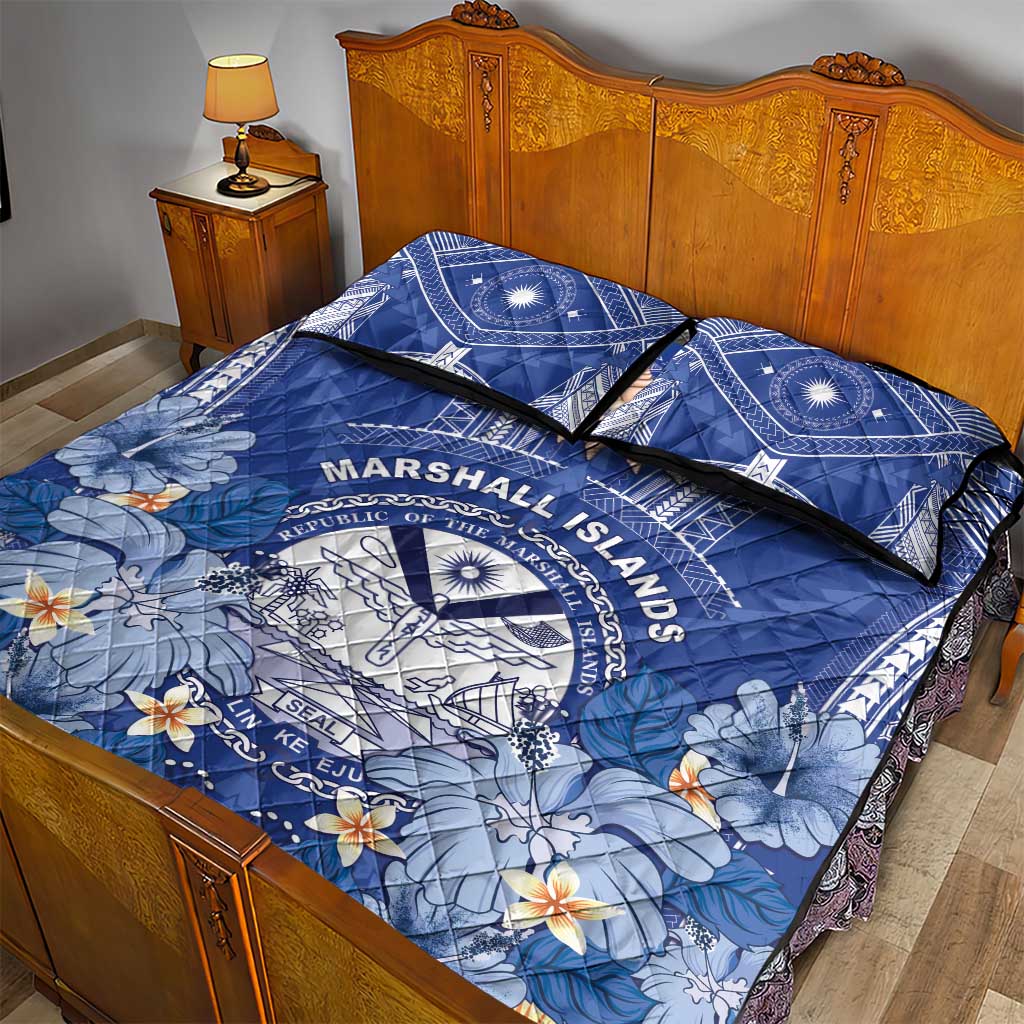 Marshall Islands Jemenei Day Quilt Bed Set Polynesian Tribal Tattoo Seashell Necklace