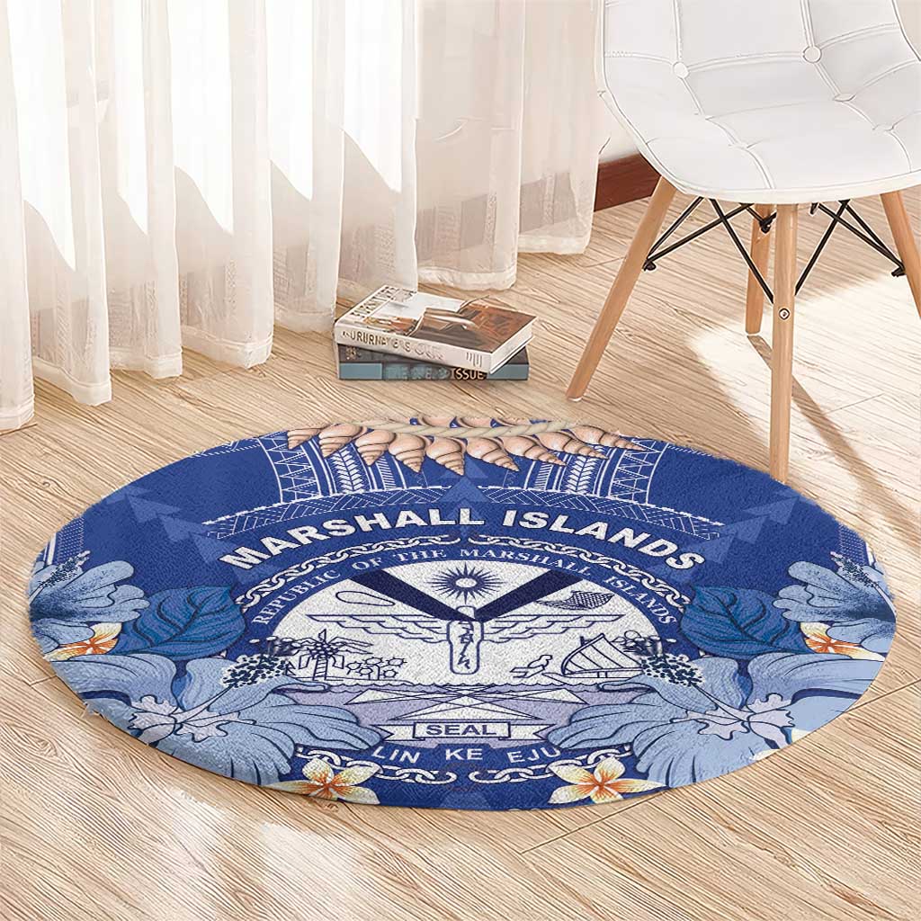 Marshall Islands Jemenei Day Round Carpet Polynesian Tribal Tattoo Seashell Necklace