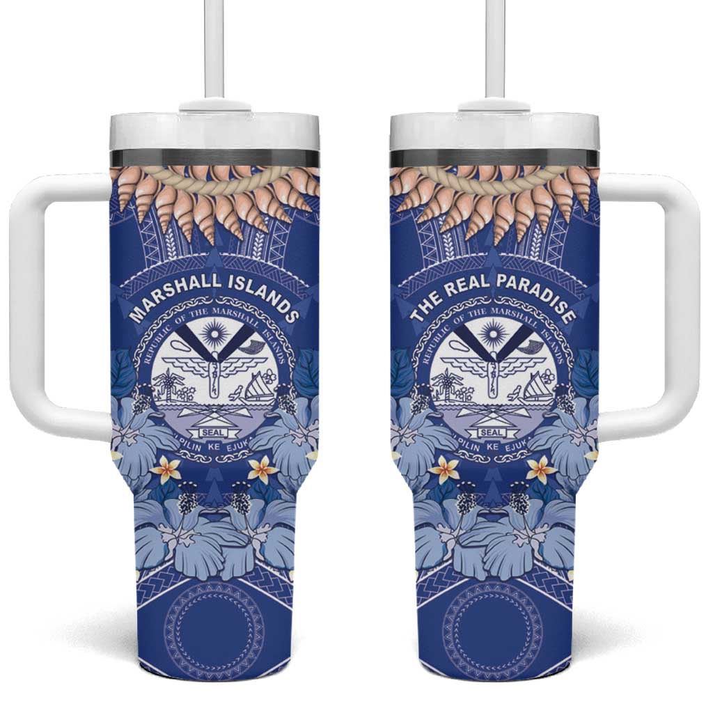 Marshall Islands Jemenei Day Tumbler With Handle Polynesian Tribal Tattoo Seashell Necklace