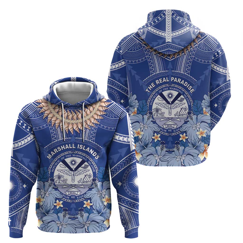 Marshall Islands Jemenei Day Zip Hoodie Polynesian Tribal Tattoo Seashell Necklace