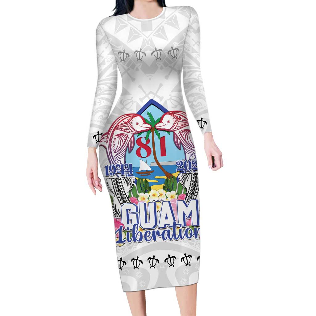 Guam Chamorro Liberation Day Long Sleeve Bodycon Dress 81st Anniversary LT05