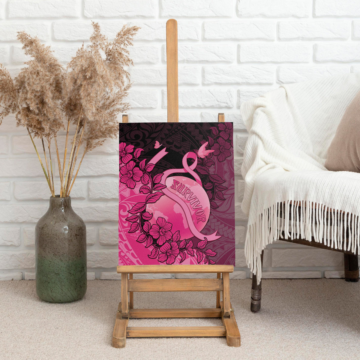 Cancer Fighter Canvas Wall Art I Beat Cancer LT05 - Polynesian Pride